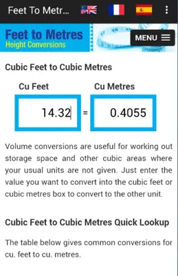 Feet To Metres android App screenshot 1